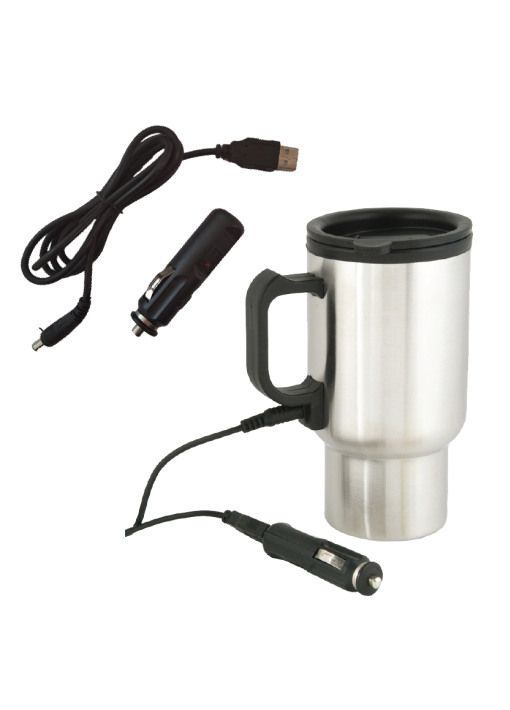 כוס תרמית נירוסטה עם חיבור למצת+USB