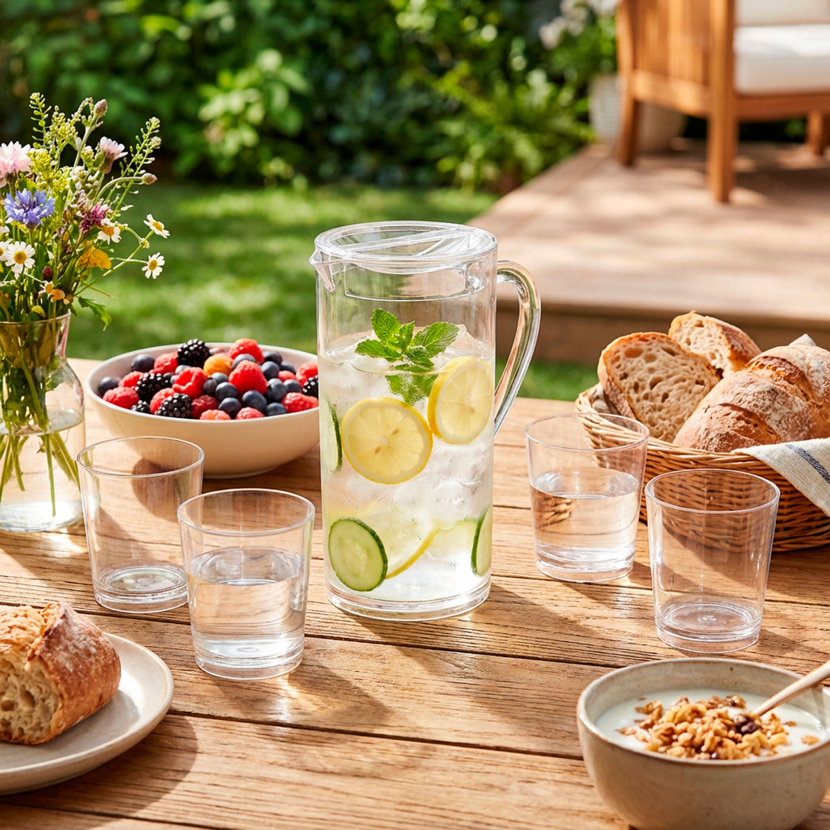 סט שתיה, קנקן 1.80 ליטר עם 4 כוסות – קריסטל