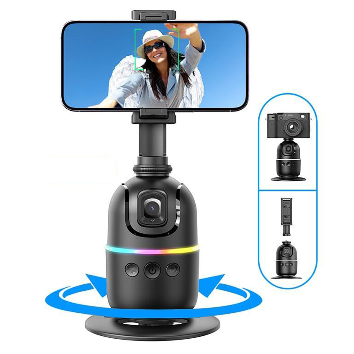 חצובה שולחנית לסמארטפון עם מצלמת AI