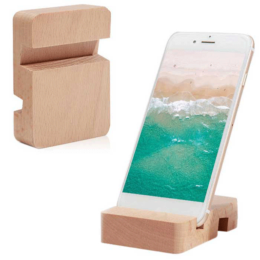 מעמד שולחני לנייד וטאבלט מעץ