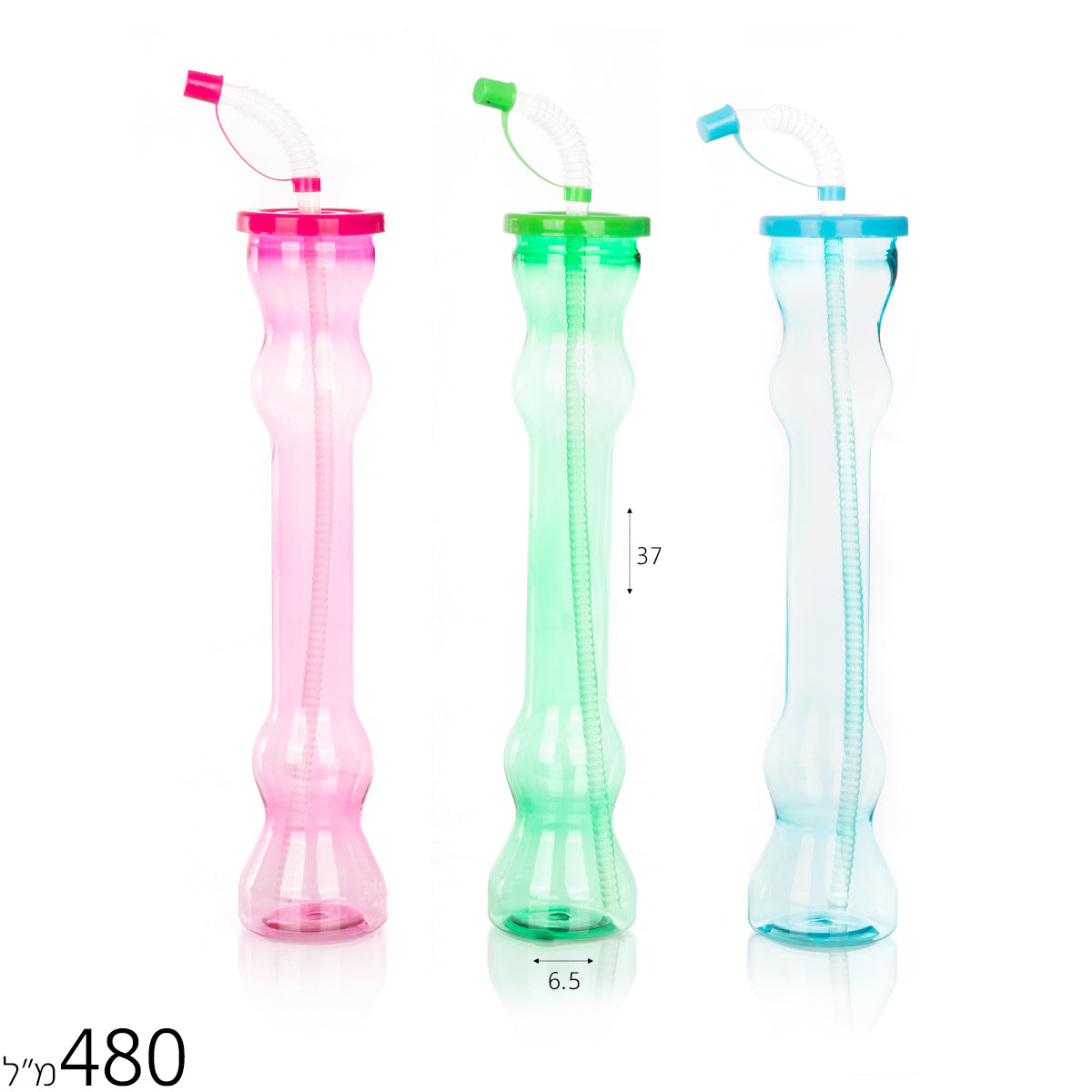 כוס ברד ארוכה עם קש 480 מ"ל