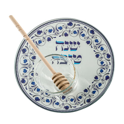 סט להגשת תפוח בדבש זכוכית