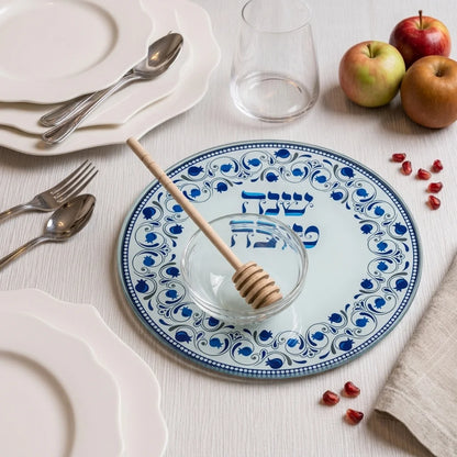 סט להגשת תפוח בדבש זכוכית