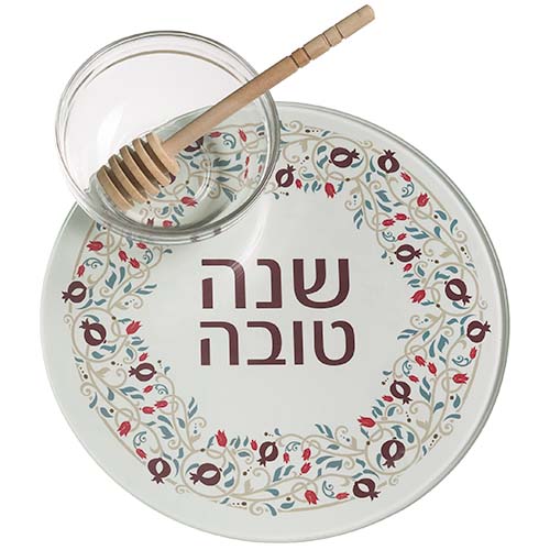סט להגשת תפוח בדבש זכוכית
