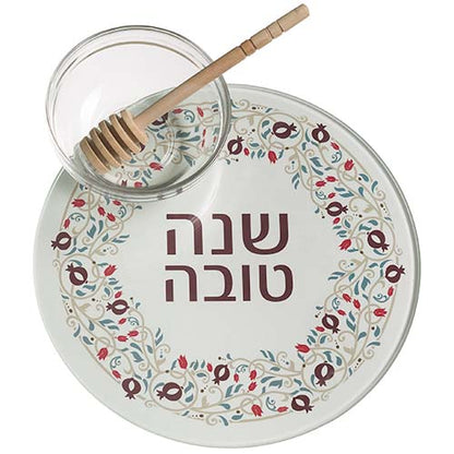סט להגשת תפוח בדבש זכוכית