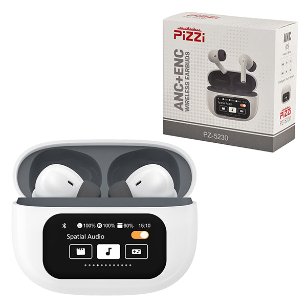 אוזניות איכותיות EarBuds F11 PiZZi אלחוטיות Bluetooth עם מסך טאץ' ותצוגה בעברית