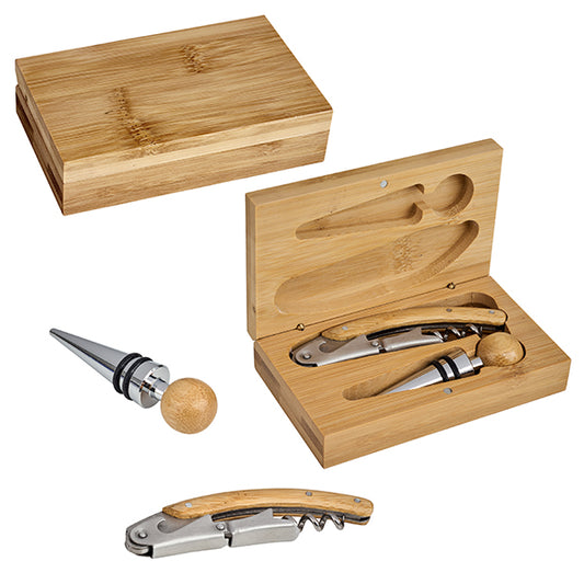 מארז יין יוקרתי – 2 חלקים במארז עץ במבוק