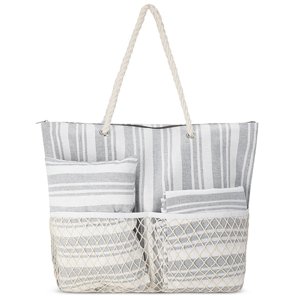 סט חוף הכולל תיק קנבס מחצלת וכרית נוחות