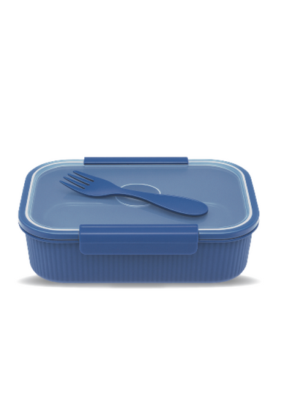 קופסת אוכל מחולקת עם מזלג-כפית