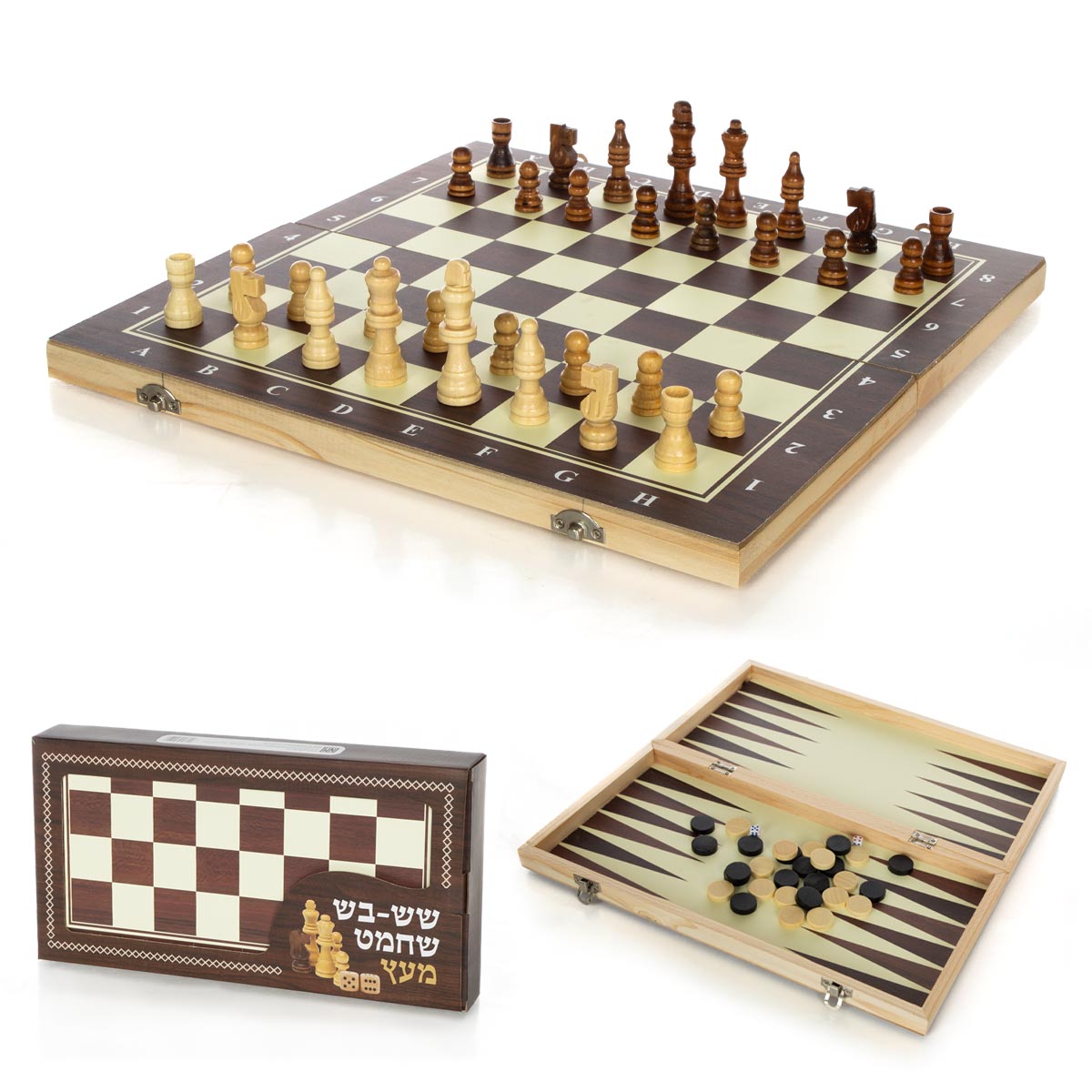לוח שש בש שחמט עץ