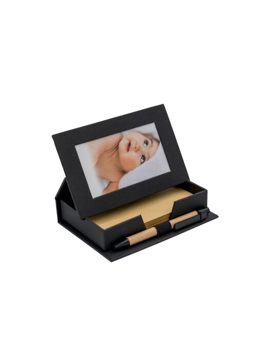 מעמד ניירות ממו ממוחזר עם תמונה ועט