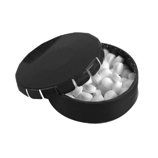 קופסה עגולה עם סוכריות מנטה