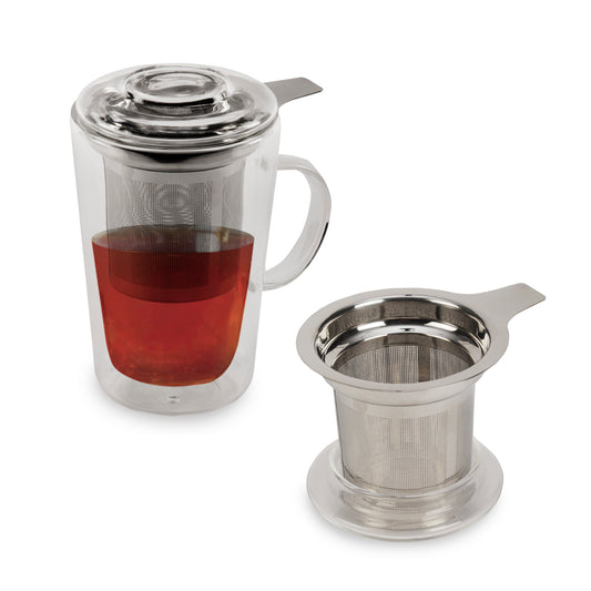 כוס זכוכית כפולה, מסננת חליטה