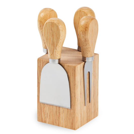 מעמד עץ עם 4 כלים לגבינה – Emmental