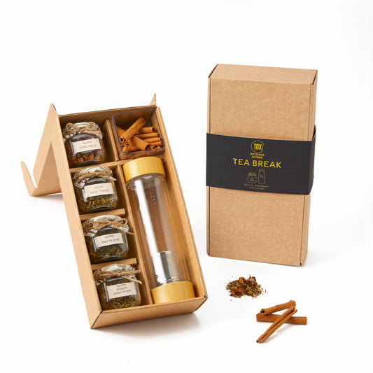 מארז חליטות ובקבוק זכוכית