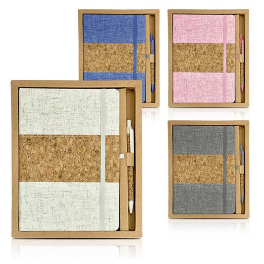 סט מחברת שעם בשילוב בד עם עט שעם