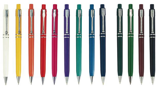 עט כדורי, גוף צבעוני, מנגנון לחיצה